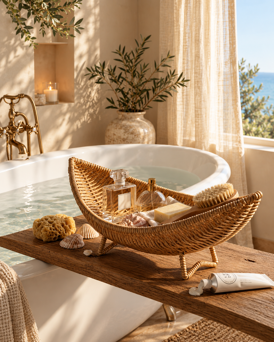 Nordic Crescent Woven Bathroom Basket