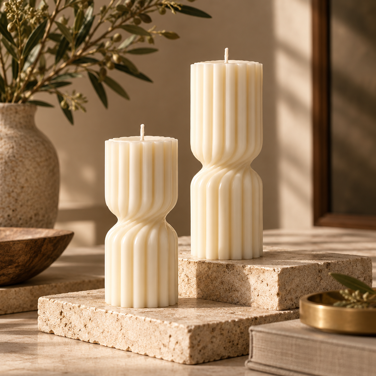 Ribbed Sculptural Candle Set by ALMA DE LLAMA