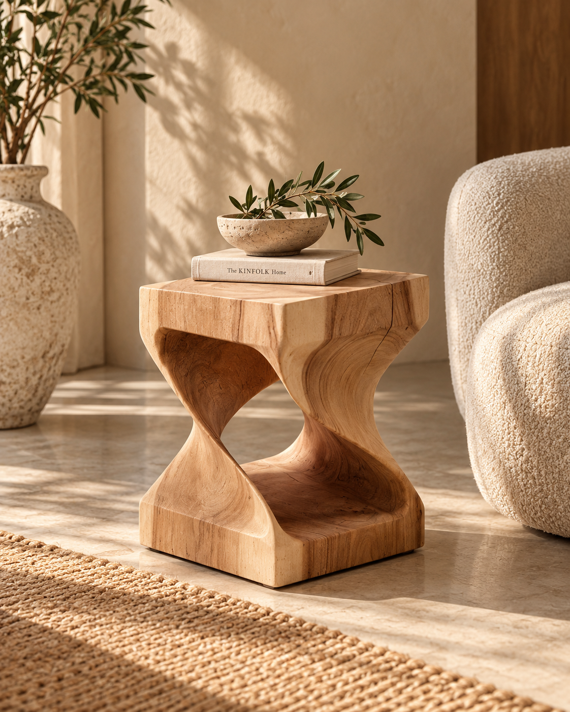 Hakon Sculptural Wood Side Table