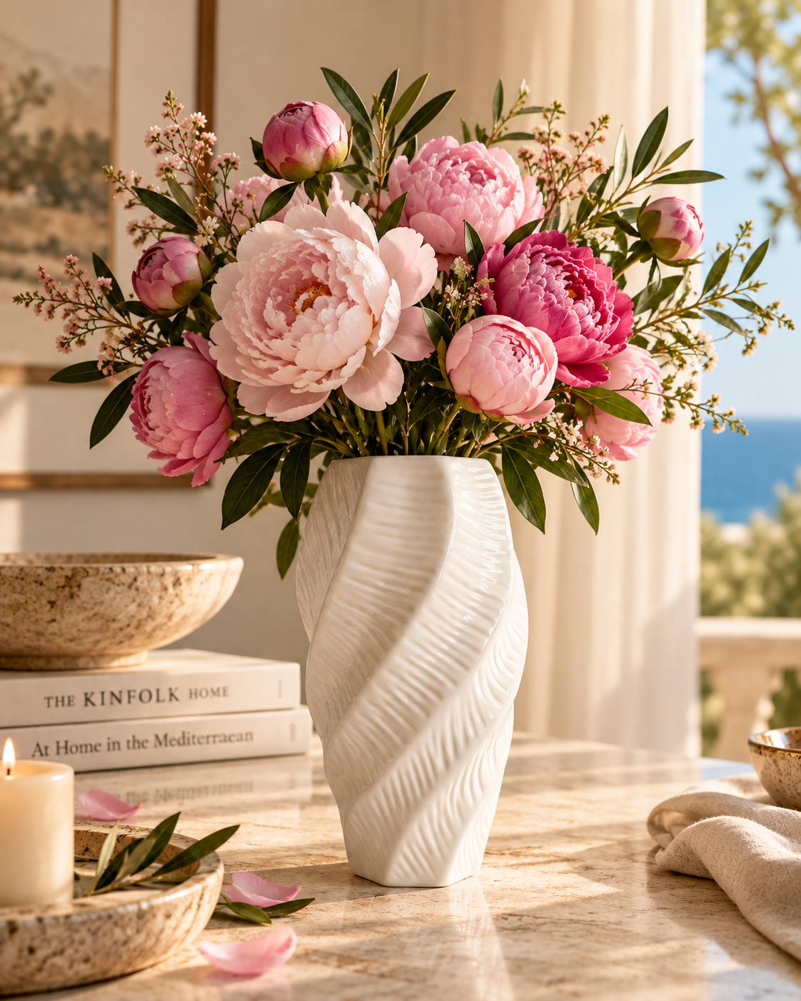 White Twisted Ceramic Vase
