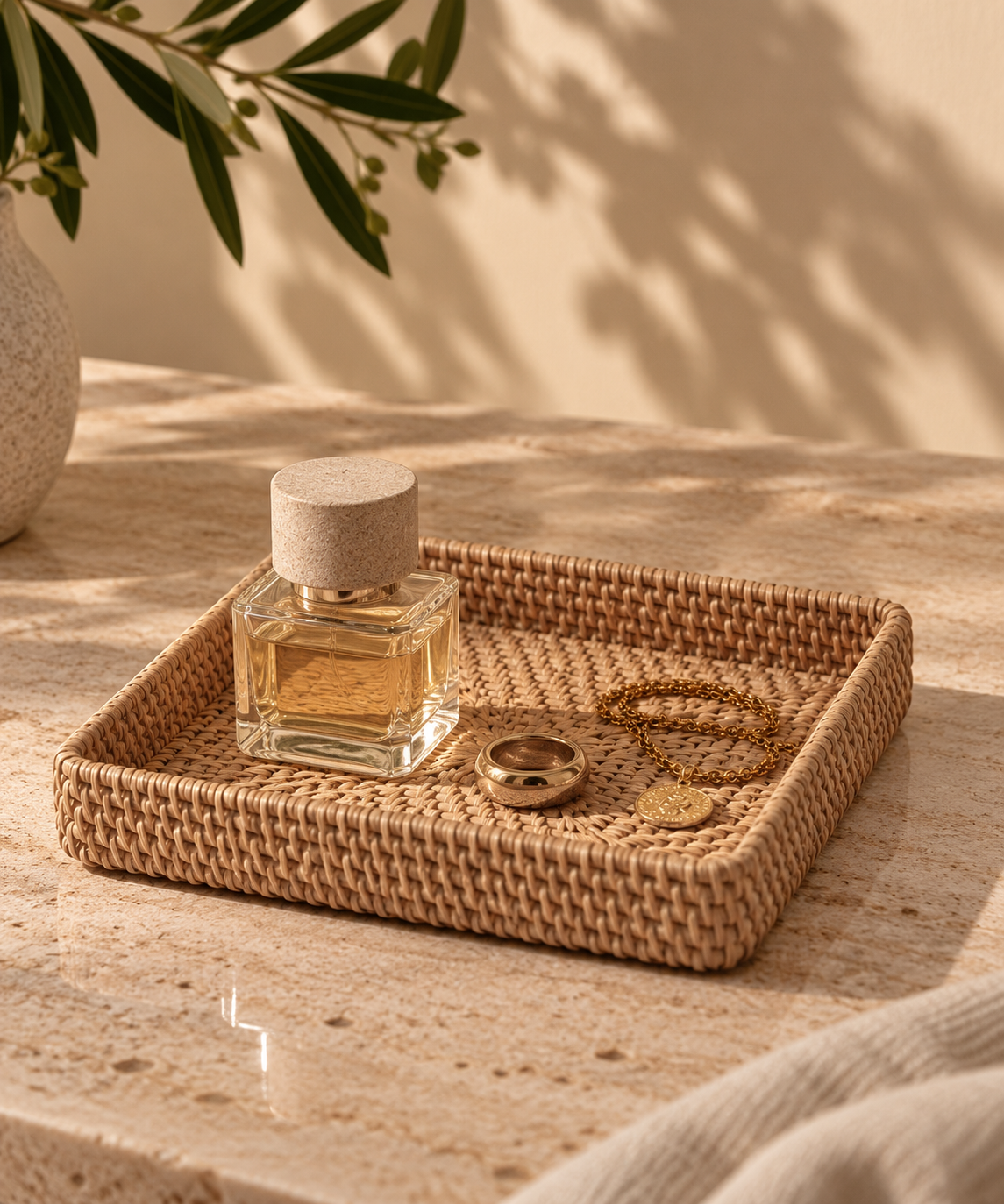 Woven Rattan Organizer Tray