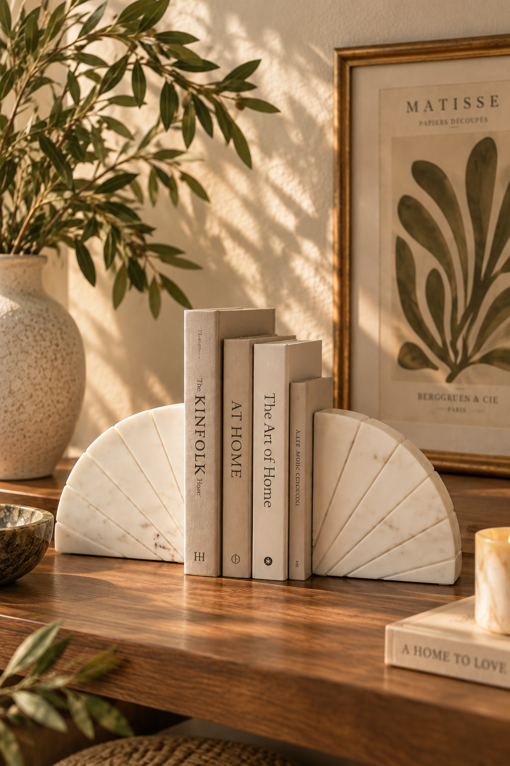 Serela White Marble Bookends