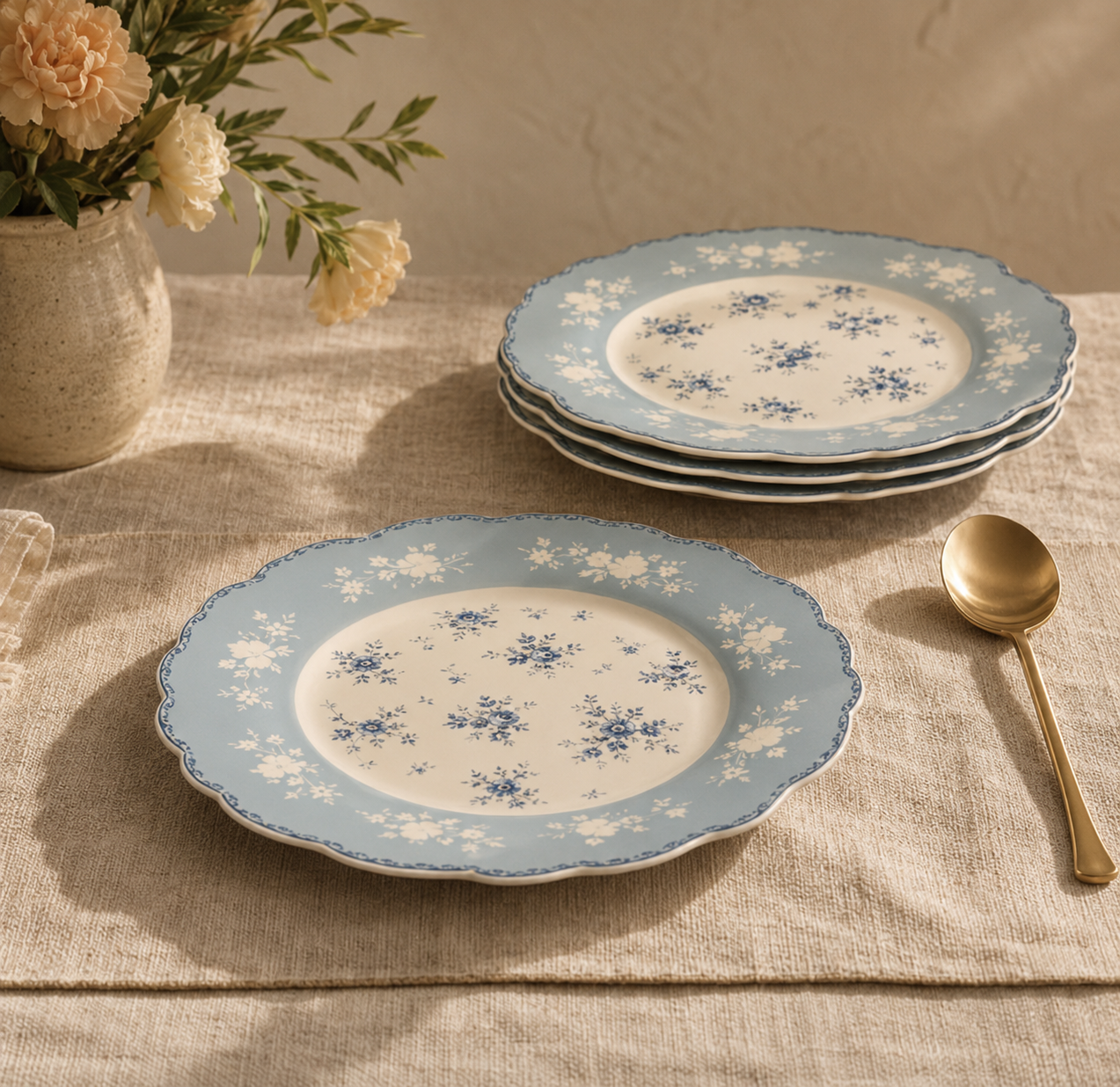 Blue floral porcelain dessert plates by fanquare