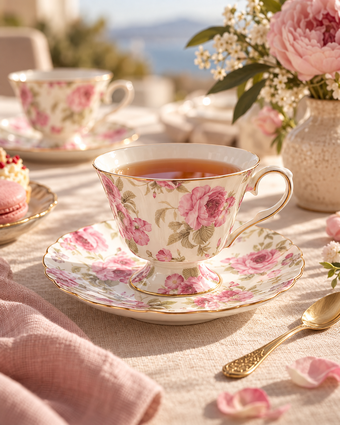 Pink Floral Tea Cup & Saucer
