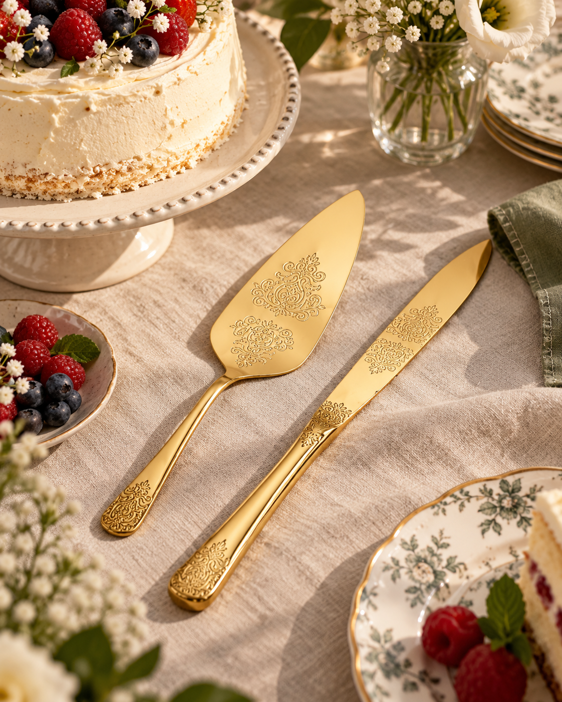 Vintage Gold Cake Serving Set