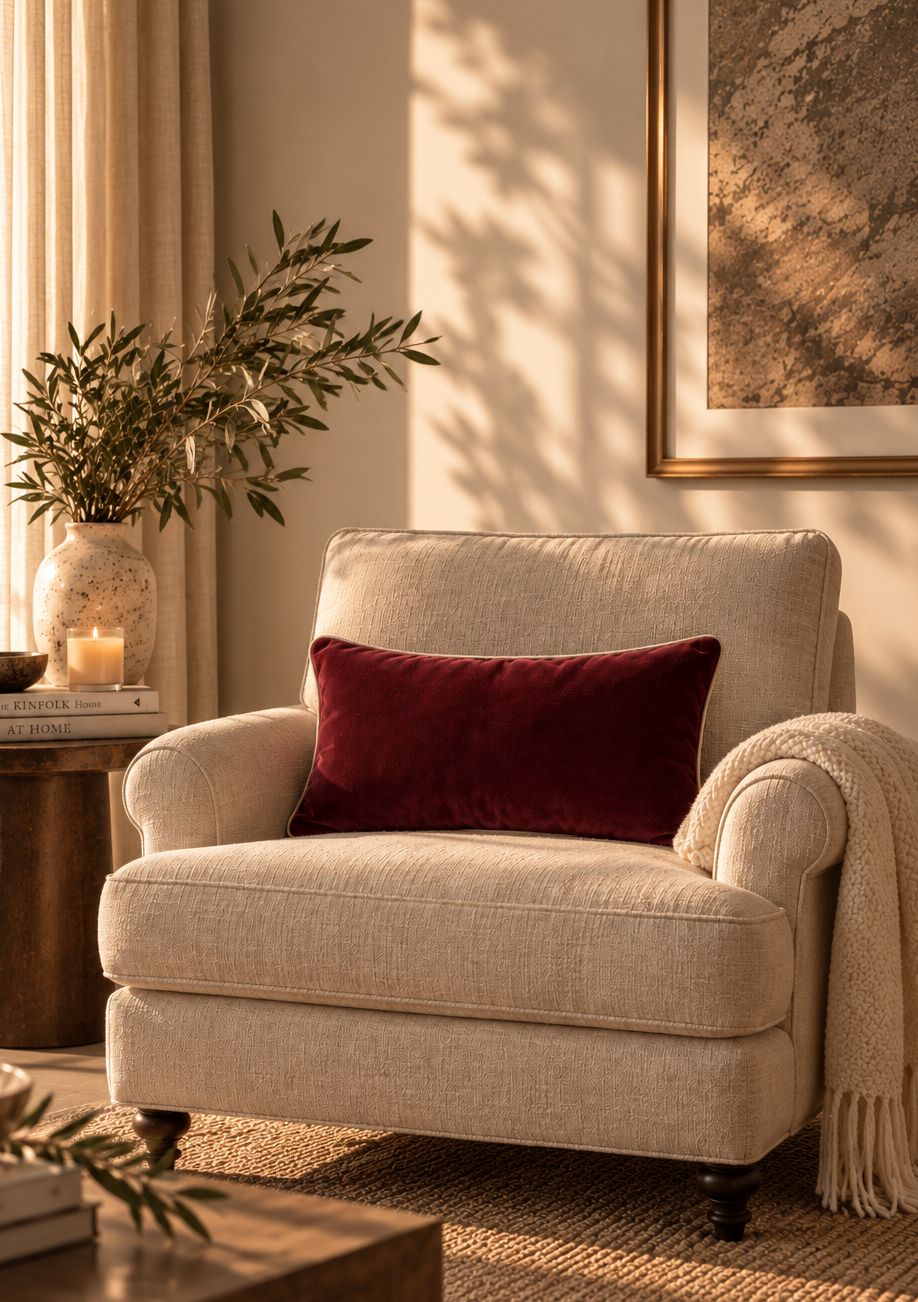 Ovelin Burgundy Velvet Cushion Cover selected by KASODI