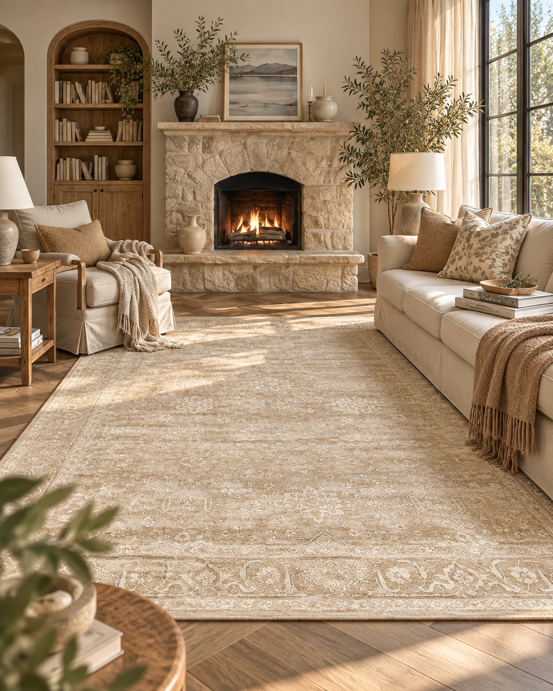 Vintage Beige Salon Rug
